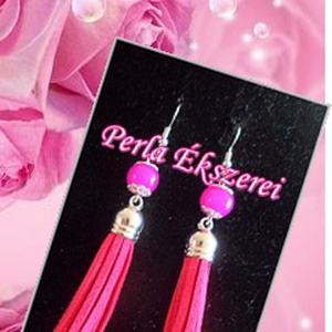 Pink színvilág, Ékszer, Fülbevaló, Rojtos fülbevaló, Bőrművesség, Ékszerkészítés, MESKA