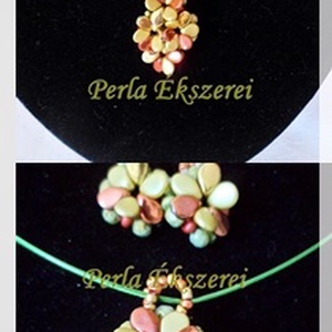 Csillagvirág szett-Zöld-bronz - ékszer - ékszerszett - Meska.hu