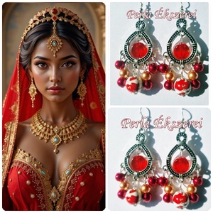 Piros pozsgás, Ékszer, Fülbevaló, Lógó fülbevaló, Ékszerkészítés, Gyöngyfűzés, gyöngyhímzés, MESKA