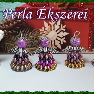 Angyalkák gyöngyös köntösben  - karácsony - karácsonyi lakásdekoráció - karácsonyi manók, figurák - Meska.hu