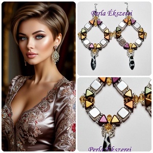 Bianca csillaga fülbevaló, Ékszer, Fülbevaló, Lógós kerek fülbevaló, Ékszerkészítés, Gyöngyfűzés, gyöngyhímzés, MESKA