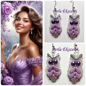 Bagoly Lilla fülbevaló - Meska.hu