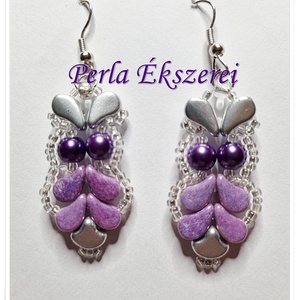 Bagoly Lilla fülbevaló - ékszer - fülbevaló - lógó fülbevaló - Meska.hu