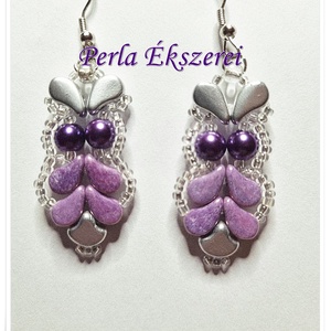 Bagoly Lilla fülbevaló - ékszer - fülbevaló - lógó fülbevaló - Meska.hu