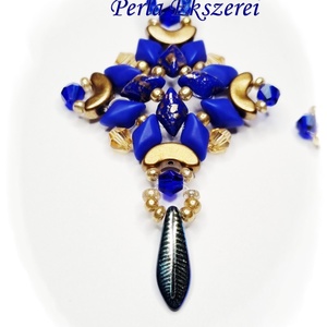 Királykék aranyban - ékszer - fülbevaló - lógó fülbevaló - Meska.hu