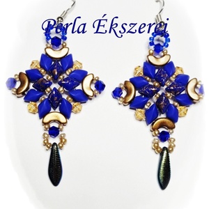 Királykék aranyban - ékszer - fülbevaló - lógó fülbevaló - Meska.hu