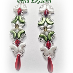 Piros,fehér,zöld... - ékszer - fülbevaló - lógó fülbevaló - Meska.hu