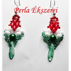 Nemzeti színű fülbevaló - ékszer - fülbevaló - lógó fülbevaló - Meska.hu