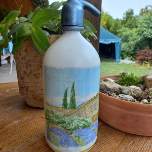 Retro szódásüveg, Otthon & Életmód, Dekoráció, Asztal és polc dekoráció, Díszüveg, Decoupage, transzfer és szalvétatechnika, Festett tárgyak, MESKA