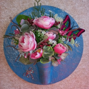 Pünkösdi rózsás 3d kép pillangóval, , Decoupage, transzfer és szalvétatechnika, MESKA