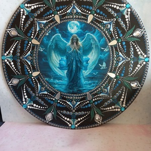 Angyalos mandala , Otthon & Életmód, Dekoráció, Spiritualitás, Mandala, Festett tárgyak, MESKA