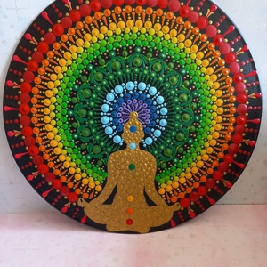 Mandala csakra színekkel, Otthon & Életmód, Dekoráció, Spiritualitás, Mandala, Festett tárgyak, MESKA