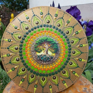 Mandala életfás nyomtatott fa betéttel - Meska.hu