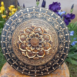 Mandala ffalapon, nyomtatott fém 3 D betéttel - Meska.hu