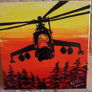 Támadó helikopter - művészet - festmény - akril - Meska.hu