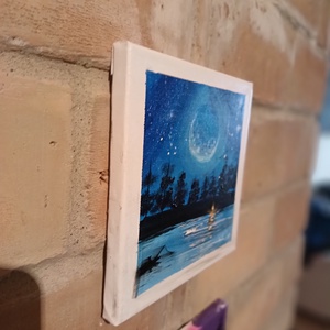 Tábortűz a tónál - művészet - festmény - akril - Meska.hu