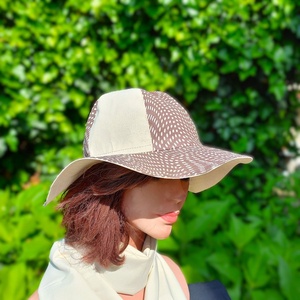  Női nyári varrott kalap, romantikus/ kombinált, beige - kakaó design mintás, Ruha & Divat, Sál, Sapka, Kendő, Kalap, Varrás, MESKA