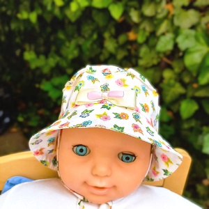 SANDRA - romantikus  kislány nyári kalap, / beige - színes virágos - baba - mama - babaruházat - babasapka - Meska.hu