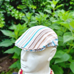 Golf sapka / nyári / gyerek / unisex / kék-barnás csíkos - Meska.hu