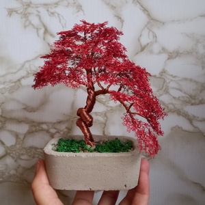 Oldalra hajló drót bonsai - otthon & lakás - dekoráció - asztal és polc dekoráció - bonsai - Meska.hu