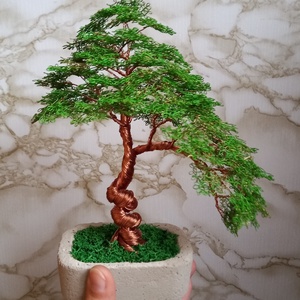 Oldalra hajló drót bonsai - otthon & lakás - dekoráció - asztal és polc dekoráció - bonsai - Meska.hu