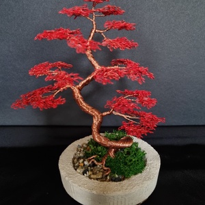 Piros drót bonsai, Otthon & Lakás, Dekoráció, Asztal és polc dekoráció, Bonsai, Fémmegmunkálás, Mindenmás, MESKA