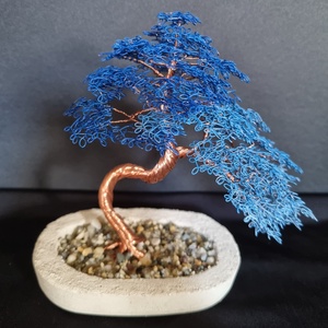 Kék színátmenetes drót bonsai - Meska.hu