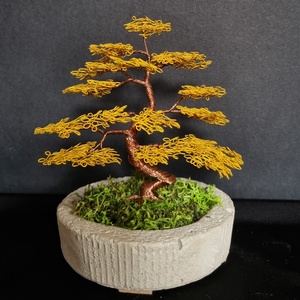 Sárga drót bonsai , Otthon & Lakás, Dekoráció, Asztal és polc dekoráció, Bonsai, Fémmegmunkálás, Meska