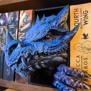 Sárkányfej booknook színváltós - otthon & életmód - dekoráció - asztal és polc dekoráció - könyvszobor - Meska.hu