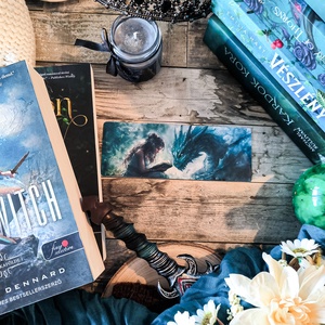 Dark Green Reading Dragon könyvjelző 1  - könyv & zene - könyvjelző - Meska.hu