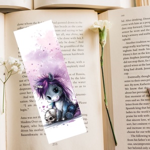 Dark Unicorn halálfejes laminált könyvjelző, Könyv & Zene, Könyvjelző, Fotó, grafika, rajz, illusztráció, MESKA