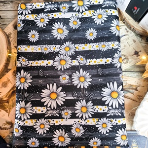 Fekete fehér csíkos, margarétás könyvtasak � Stílusos védelem kedvenc könyveidnek - Nagyméretű - könyv & zene - könyvtok - Meska.hu