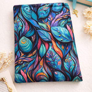 Türkiz, levél mintás könyvvászon � Stílusos védelem kedvenc könyveidnek - Nagyméretű, Könyv & Zene, Könyvtok, Varrás, MESKA