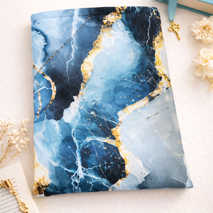 Kék - arany márvány könyvtasak � Stílusos védelem kedvenc könyveidnek - Nagyméretű, Könyv & Zene, Könyvtok, Varrás, MESKA