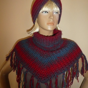 horgolt sál poncsó kendő+ fejpánt - Meska.hu