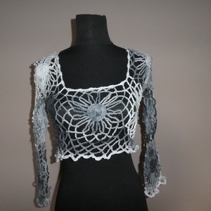 horgolt rövid felső 3/4-es ujjú s-m-es , Ruha & Divat, Női ruha, Mellény, Horgolás, MESKA