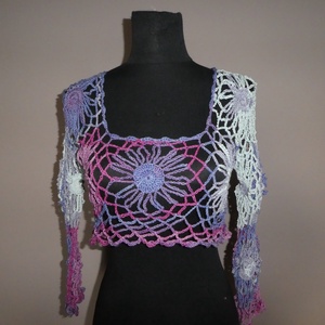 horgolt rövid felső 3/4-es ujjú s-m-es , Ruha & Divat, Női ruha, Mellény, Horgolás, MESKA