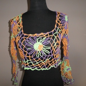 horgolt rövid felső 3/4-es ujjú s-m-es , Ruha & Divat, Női ruha, Mellény, Horgolás, MESKA