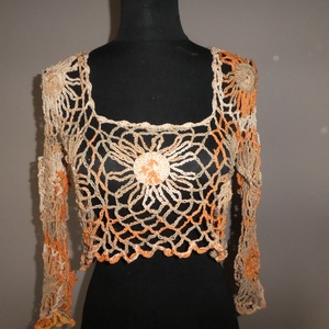 horgolt rövid felső 3/4-es ujjú s-m-es , Ruha & Divat, Női ruha, Mellény, Horgolás, MESKA