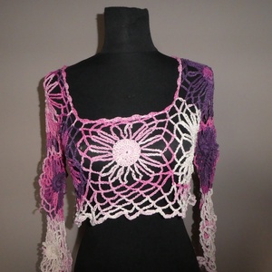 horgolt rövid felső 3/4-es ujjú s-m-es , Ruha & Divat, Női ruha, Mellény, Horgolás, MESKA