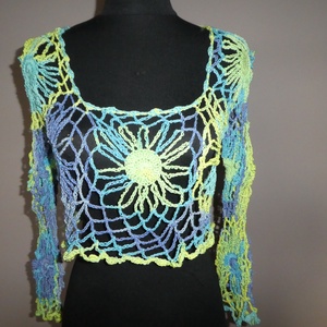 horgolt rövid felső 3/4-es ujjú s-m-es , Ruha & Divat, Női ruha, Mellény, Horgolás, MESKA