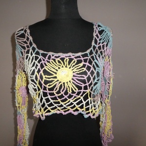 horgolt rövid felső 3/4-es ujjú s-m-es , Ruha & Divat, Női ruha, Mellény, Horgolás, MESKA