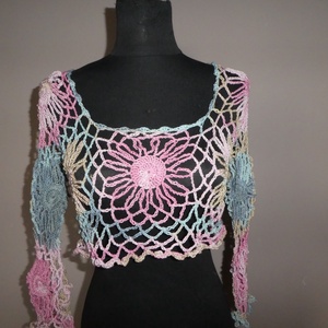 horgolt rövid felső 3/4-es ujjú s-m-es , Ruha & Divat, Női ruha, Mellény, Horgolás, MESKA