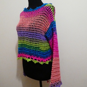 horgolt rövid laza felső , Ruha & Divat, Női ruha, Póló, felső, Horgolás, MESKA