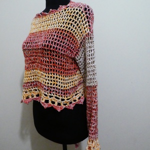 horgolt rövid laza felső , Ruha & Divat, Női ruha, Póló, felső, Horgolás, MESKA