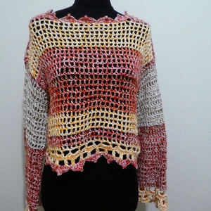 horgolt rövid laza felső  - ruha & divat - női ruha - póló, felső - Meska.hu