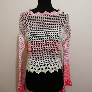 horgolt rövid laza felső  - ruha & divat - női ruha - póló, felső - Meska.hu