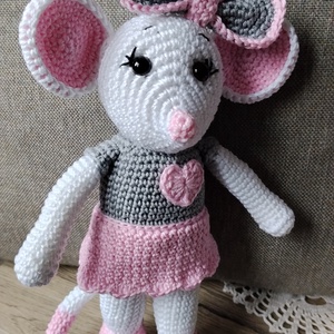 Horgolt egér  - játék & sport - plüssállat & játékfigura - egér - Meska.hu