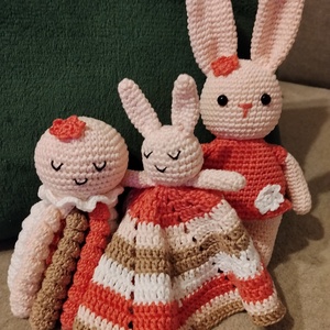 Horgolt nyuszis babaváró szett  - játék & sport - plüssállat & játékfigura - nyuszi - Meska.hu