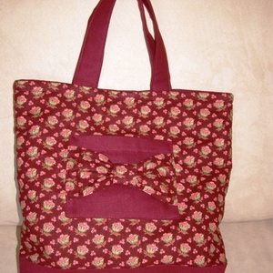 Masnis, bordó, virágmintás kis szatyor, Táska & Tok, Kézitáska & válltáska, Kézitáska, Varrás, MESKA